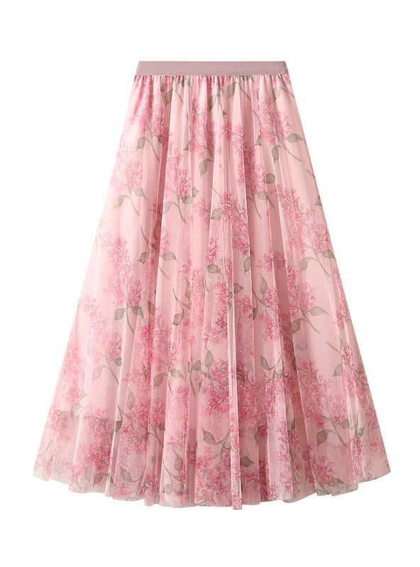 Bow Slim High Waist Elastic Skirt chiffon skirt flowing