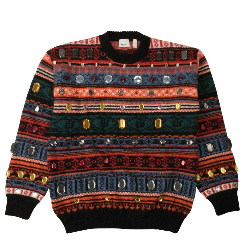 Burberry Oversized Sweater - Red/Multi Machine Wash Dry Clean Hand Wash