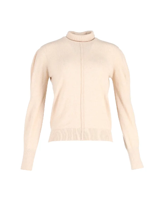 Chloé Angora Turtleneck Sweater in Cream Wool Bright Pastel Dark