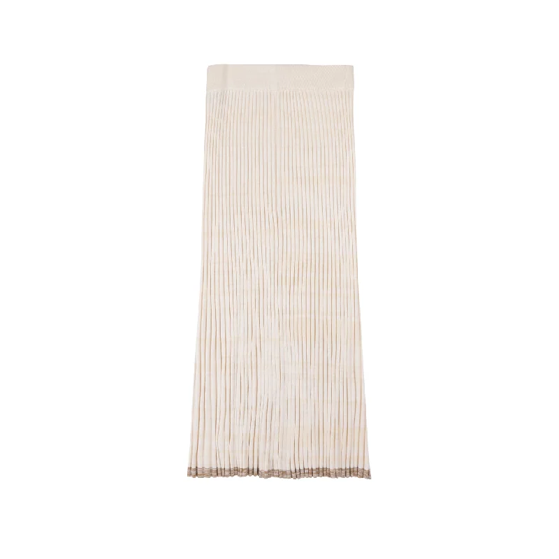 Contrast Knit Skirt | Cream modal blend skirt