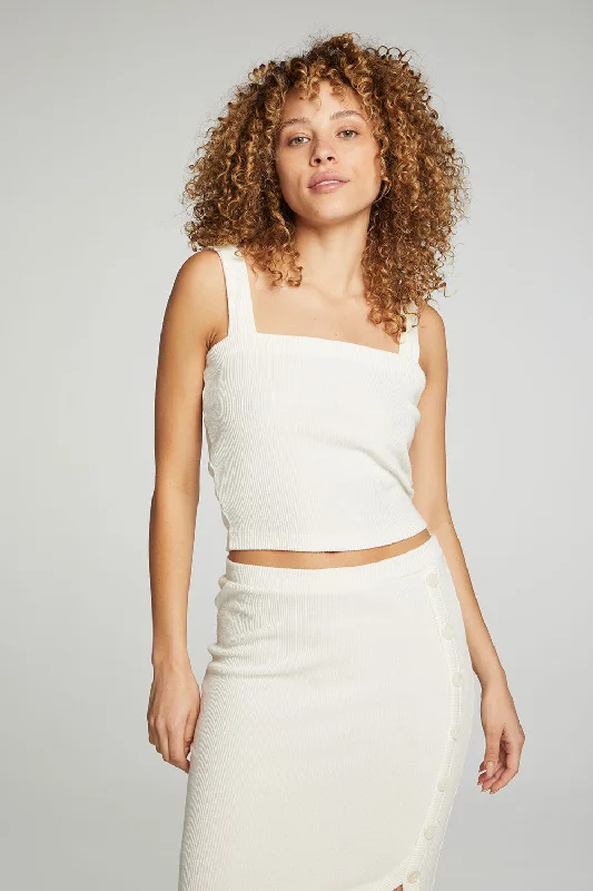 Cropped Cami Sweater Tank Spandex Rayon Corduroy