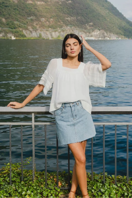 Dearest Beach Blue Raw Hem Denim Mini Skirt wrap skirt elegant