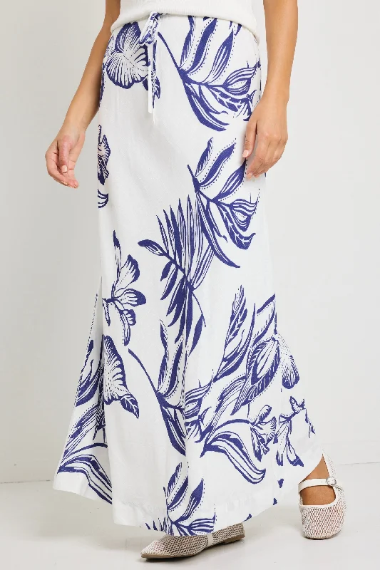 Departure Navy Silhouette Tie Waist Bias Maxi Skirt cashmere skirt rich