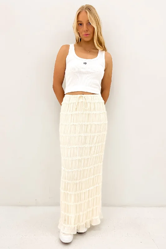 Eloisa Maxi Skirt Cream velvet skirt plush