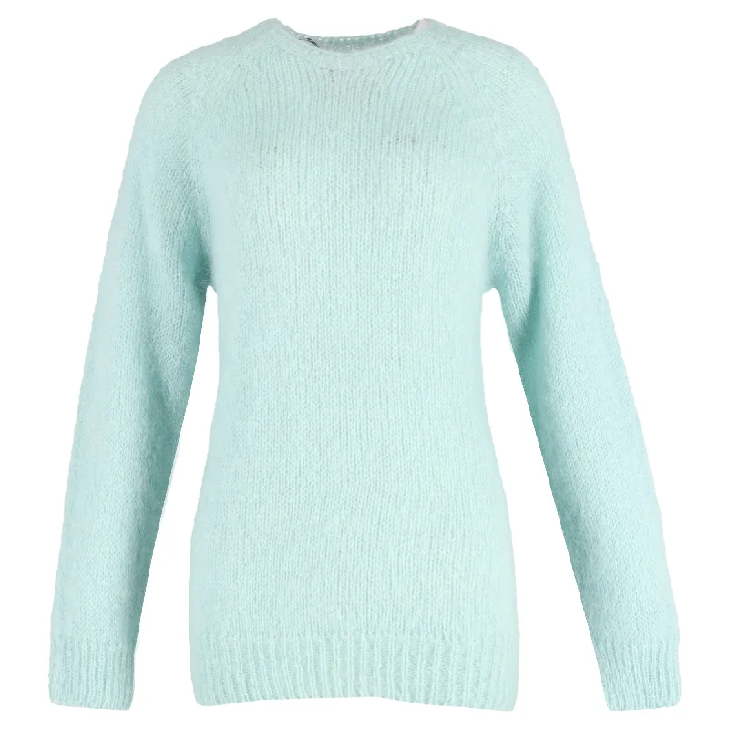 Erdem Bartley Ribbed Sweater in Light Blue Mohair-Blend High Neck Crew Neck V-Neck