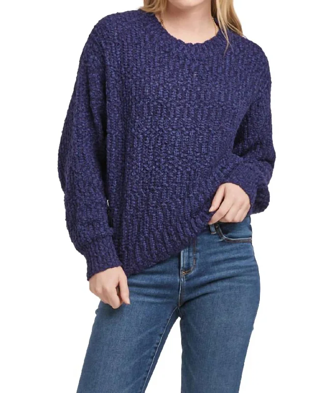 Fantine Sweater In Skipper Blue Sequined Glittery Shiny