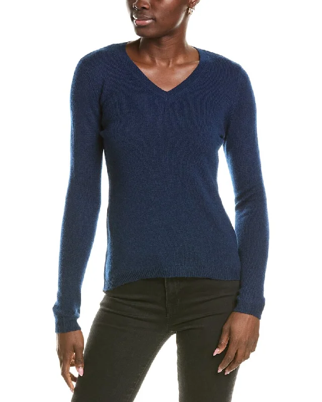 Forte Cashmere V-Neck Cashmere Sweater Open Front Closed Front Wrap Front