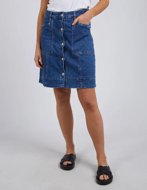 Foxwood Nolan Skirt - Dark Blue velvet skirt plush