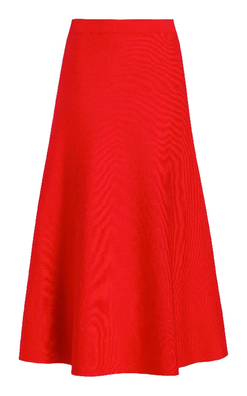Freddie Knit Midi Skirt in Red Topaz Merino Wool Cashmere cotton skirt soft