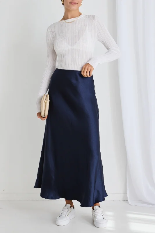 Haven Midnight Satin Bias Cut Maxi Skirt boho skirt vibe
