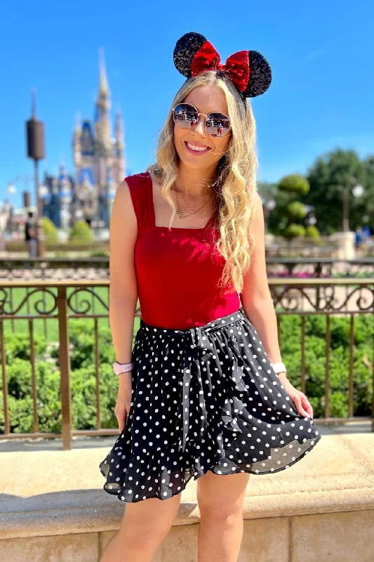 Highlight of Today High Waist Polka Dot Tie Front Skirt - FINAL SALE corduroy skirt durable