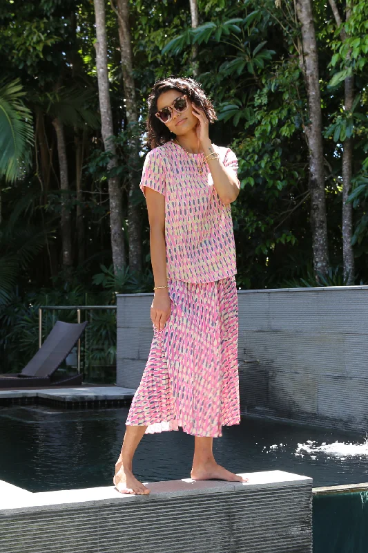 Ibiza Pleat Skirt Watermelon linen skirt natural