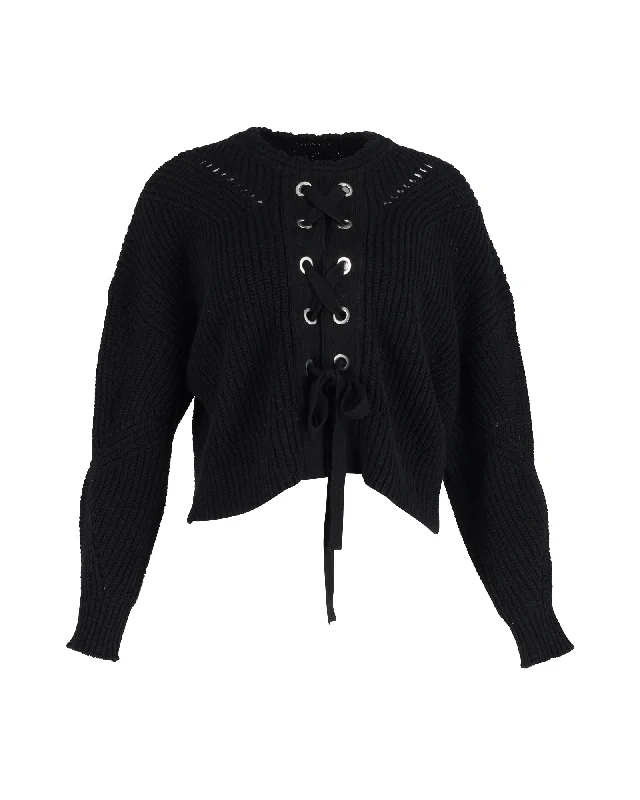 Isabel Marant Black Laley Sweater in Black Cotton Tailored Straight A-Line