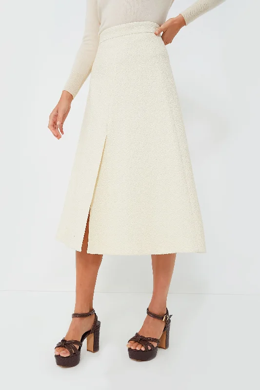 Ivory Torina Cotton Boucle Skirt linen skirt airy