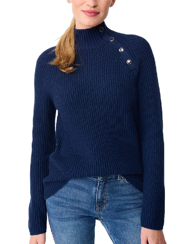 J.McLaughlin Sevellia Wool & Cashmere-Blend Sweater Notch Collar Peter Pan Collar Cowl Neck