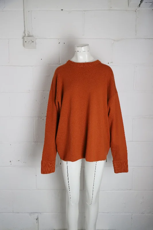 Jason Wu Side-Up Crewneck Sweater in Orange Cashmere Layered Multi-layer Single Layer