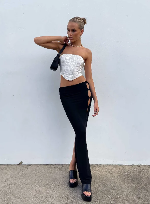 Jordan Knit Midi Skirt Black silk skirt lustrous