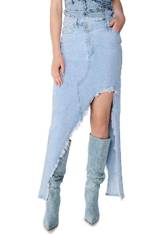 JUST WANNA DANCE HIGH LOW DENIM SKIRT lightweight skirt design