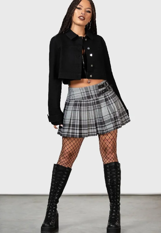 Killstar - Bat Girl Mini Grey Tartan - Skirt boho skirt vibe