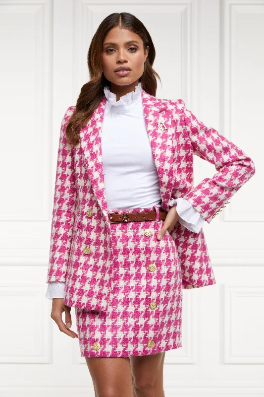 Knightsbridge Skirt (Hot Pink Large Scale Houndstooth) denim skirt classic