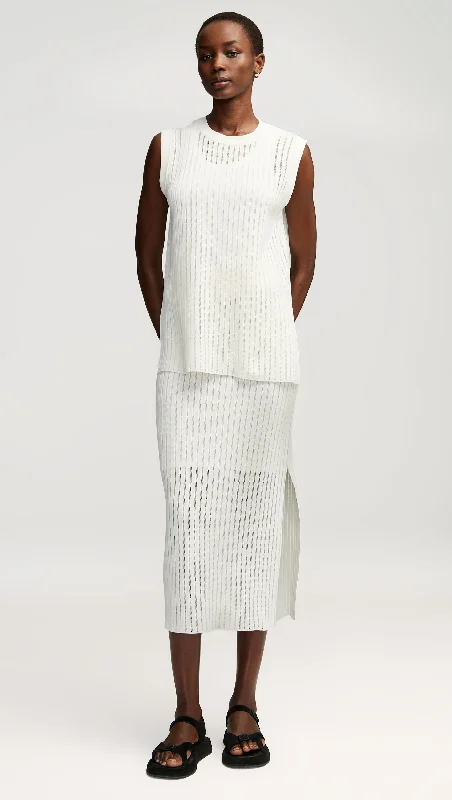 Knit Skirt in Mercerized Cotton | White low waist skirt