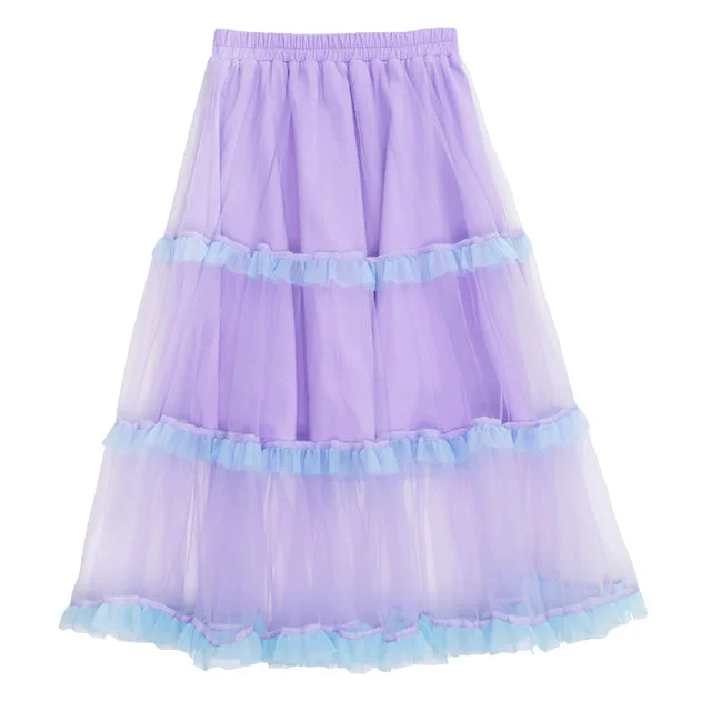 Listen Flavor purple tulle tiered skirt corduroy skirt cozy