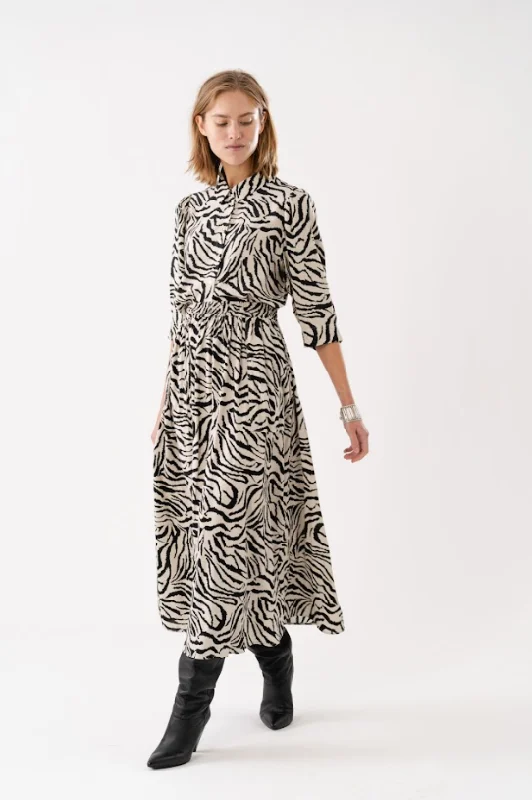 Lollys Laundry Akane Maxi Skirt - Zebra linen skirt natural