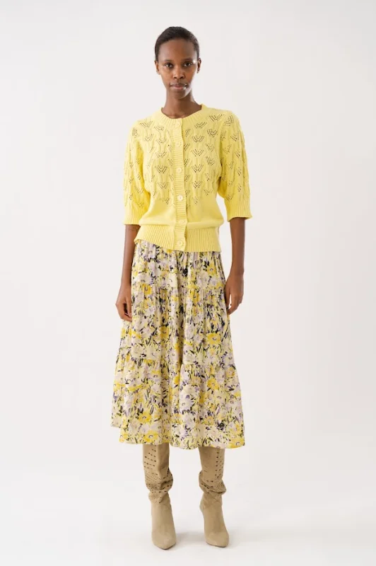 Lollys Laundry Morning Midi Skirt - Flower Print cashmere skirt rich