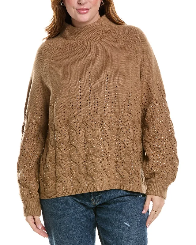 Marina Rinaldi Plus Ambrosia Wool-Blend Sweater Terry Blend Velvet Blend Canvas Blend