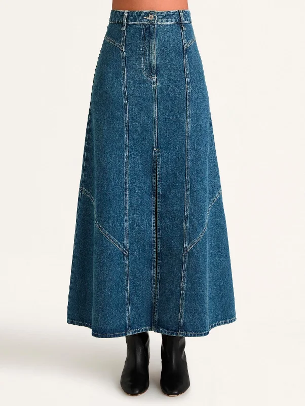Melody Skirt in Mid-Blue Wash denim skirt classic