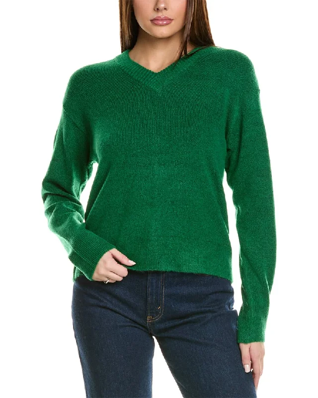 Michael Stars Wes Fitted V-Neck Sweater Cotton Fabric Linen Fabric Terry Fabric