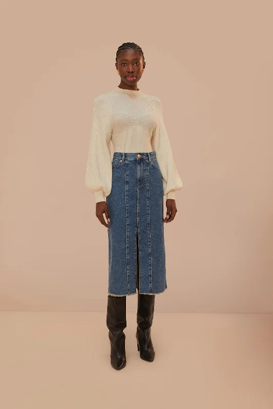 Denim Low Waist Midi Skirt lightweight skirt design