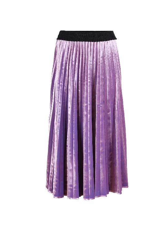 Mirage Velvet Pleated Skirt Lilac a-line skirt cut