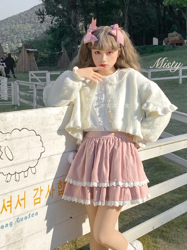 MIST~Small Ointment~Sweet Lolita Thick Sweater Coat Puff Sleeve Graphic Sweater Embroidered Appliqued