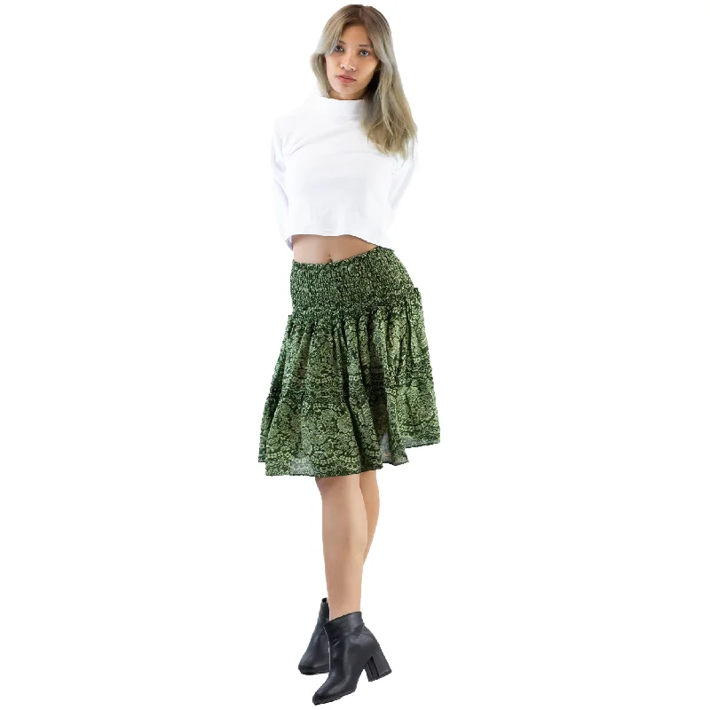 Monotone Mandala Women's Skirts in Green SK0090 020031 04 corduroy skirt durable