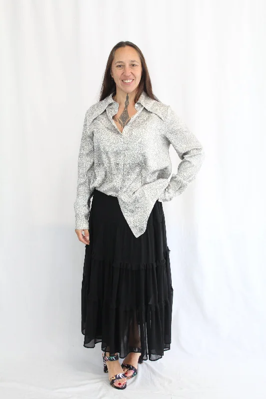 Moochi - Chiffon Midi Skirt denim skirt classic