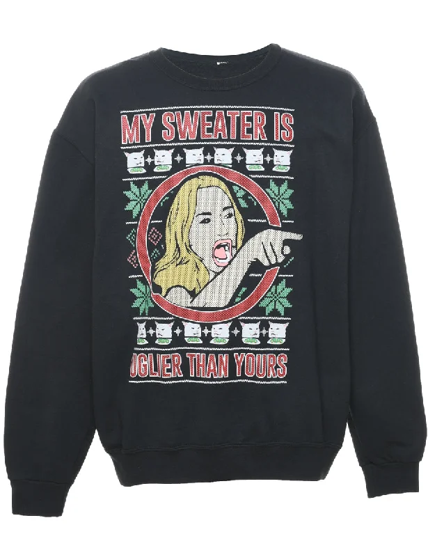 My Sweater Is Uglier Than Yours Christmas Sweatshirt - L Polka Dot Checkered Tartan