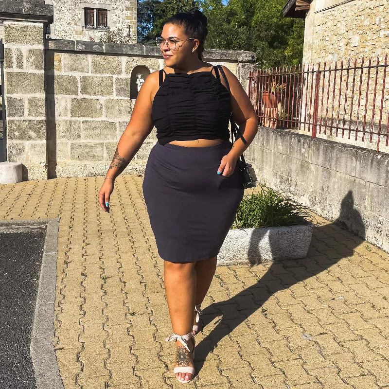 Pencil Skirt - Slate Grey satin skirt smooth