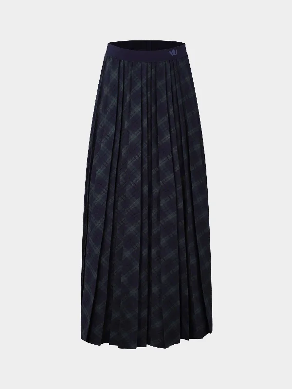 Pleated Plaid Skirt-Green/Blue lace skirt intricate