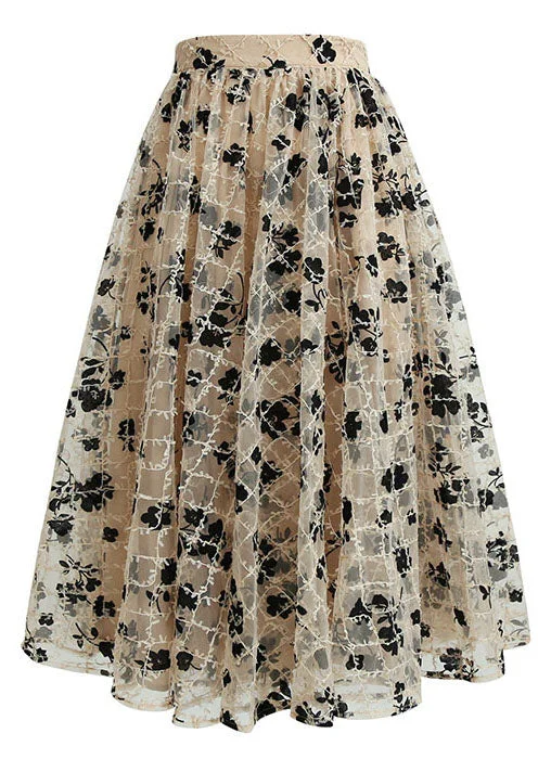 Plus size Women Khaki Print Tulle Skirts Spring velvet skirt sumptuous
