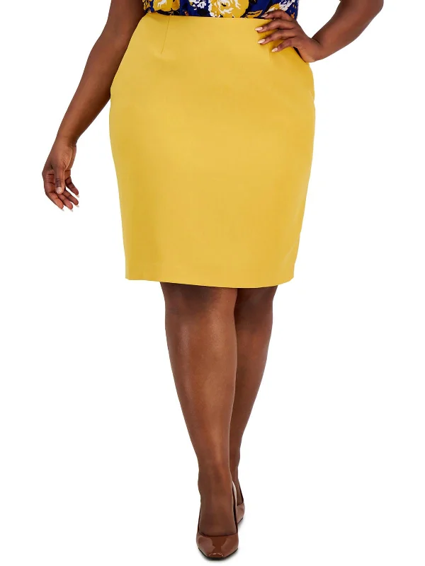 Plus Womens Back Slit Knee-Length Pencil Skirt mini skirt trendy