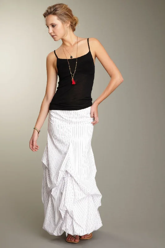Poplin Balloon Skirt - Red/Black Stripe velvet skirt luxury