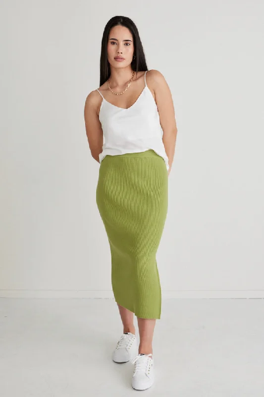 Possibility Green Rib Knit Skirt denim skirt fashionable