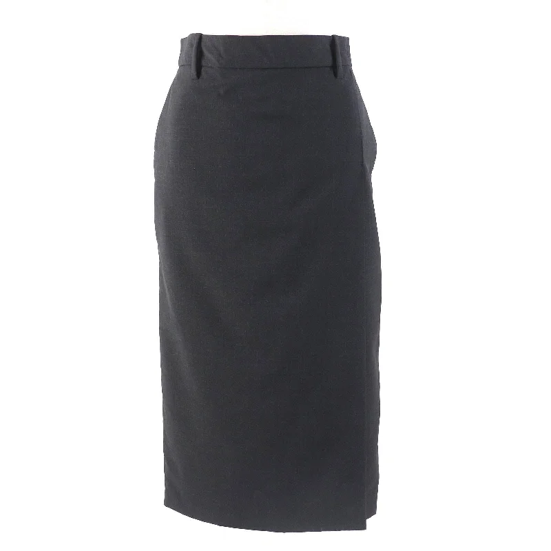 PRADA Virgin Wool Long Tight Skirt Dark Gray corduroy skirt durable