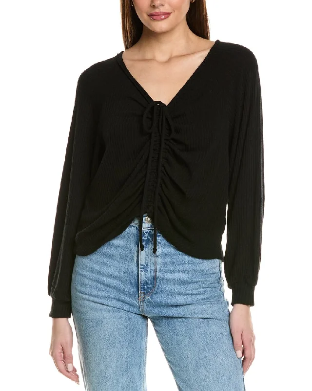 Project Social T Remy Ruched Front Sweater Rib Top Soft Cozy Warm