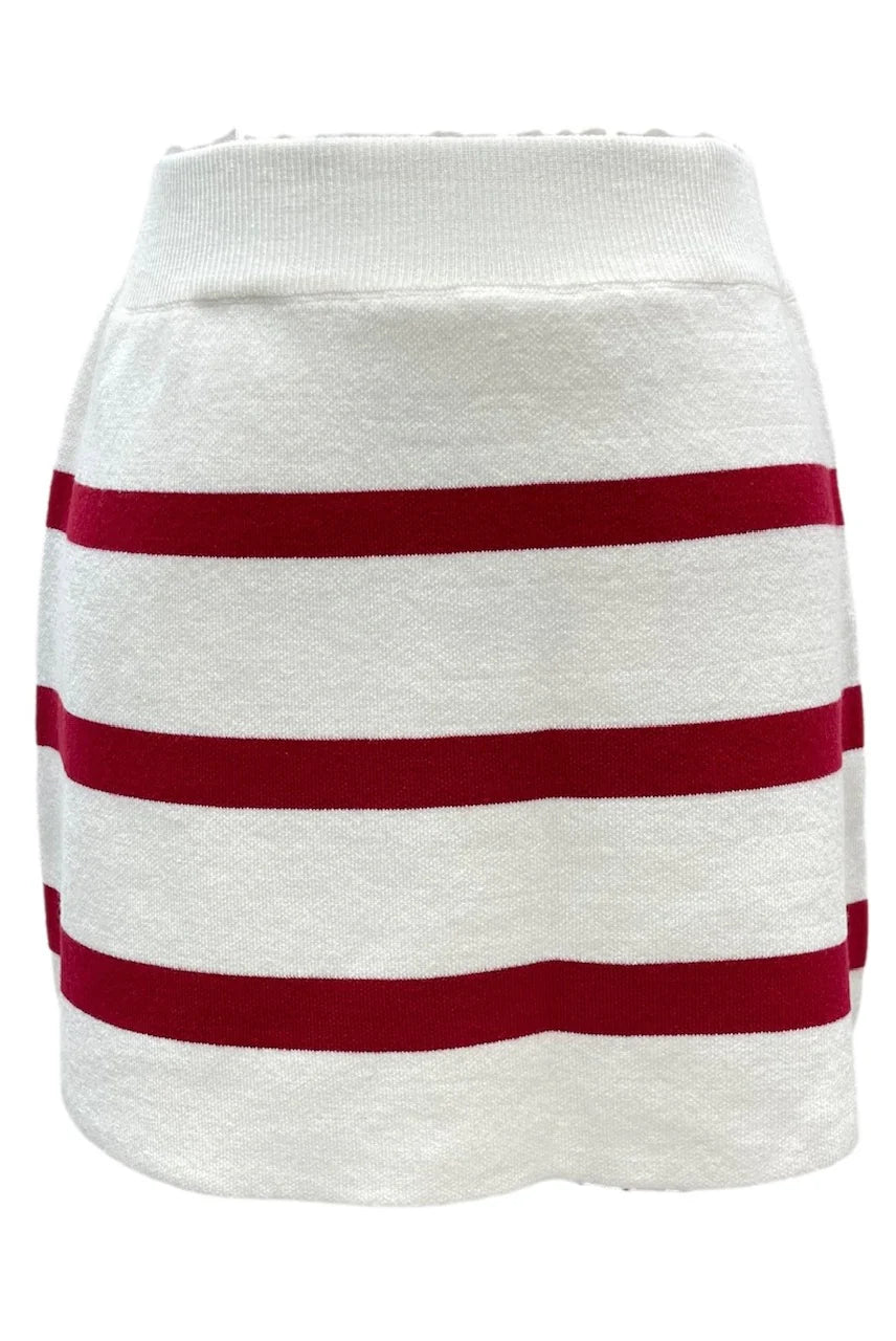 QOS Striped Sweater Skirt midi skirt versatile