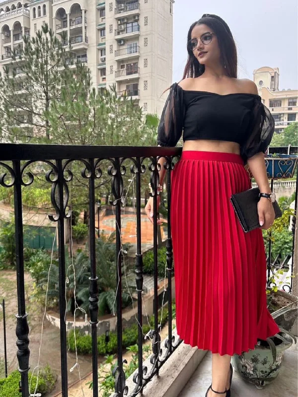 Pleated Midi Skirt lace skirt romantic