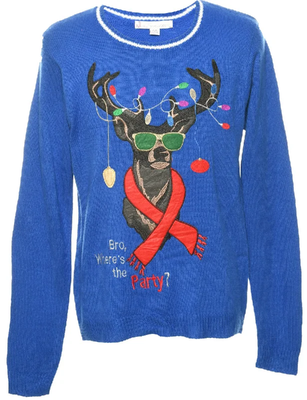 Reindeer Christmas Jumper - M Fleece Fabric Down Fabric Feather Fabric