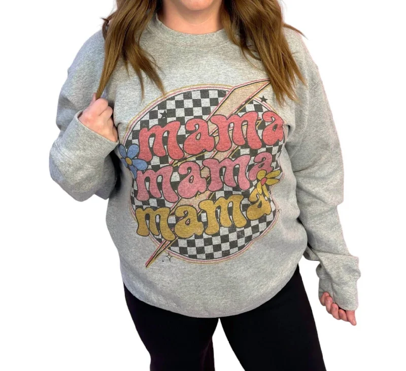 Retro Mama Lightning Daisy Sweater In Grey Oversized Loose Flowy