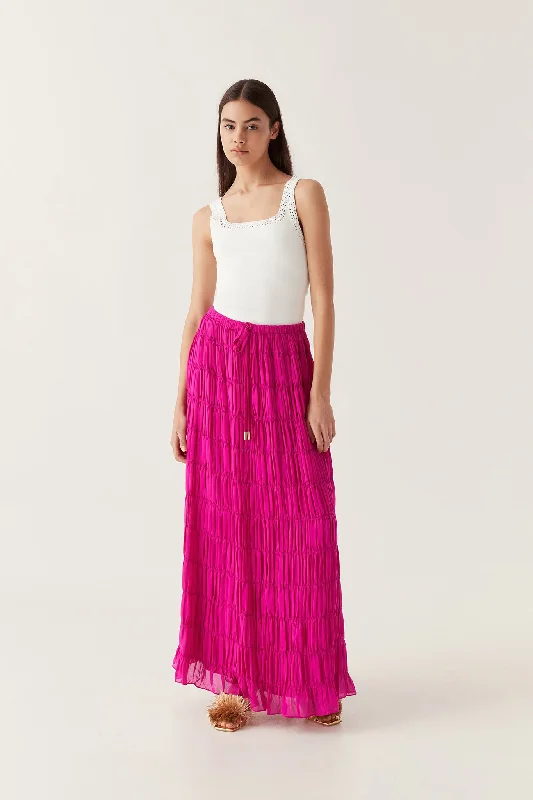 Rosewood Ruched Maxi Skirt cotton skirt soft